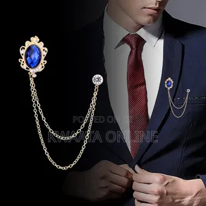 1 Pc Men Brooch Lapel Pin Badge Hanging Chain Pin for Suit