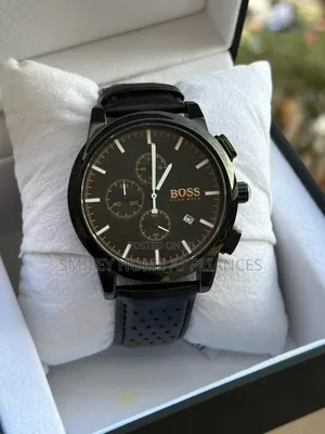 Hugo Boss Gents' Wrist Time Piece Black Leather Strapped