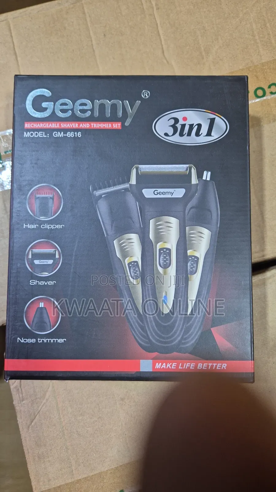 Geemy Premium 3-in-1 Rechargeable Trimmer Hair, Beard Nose