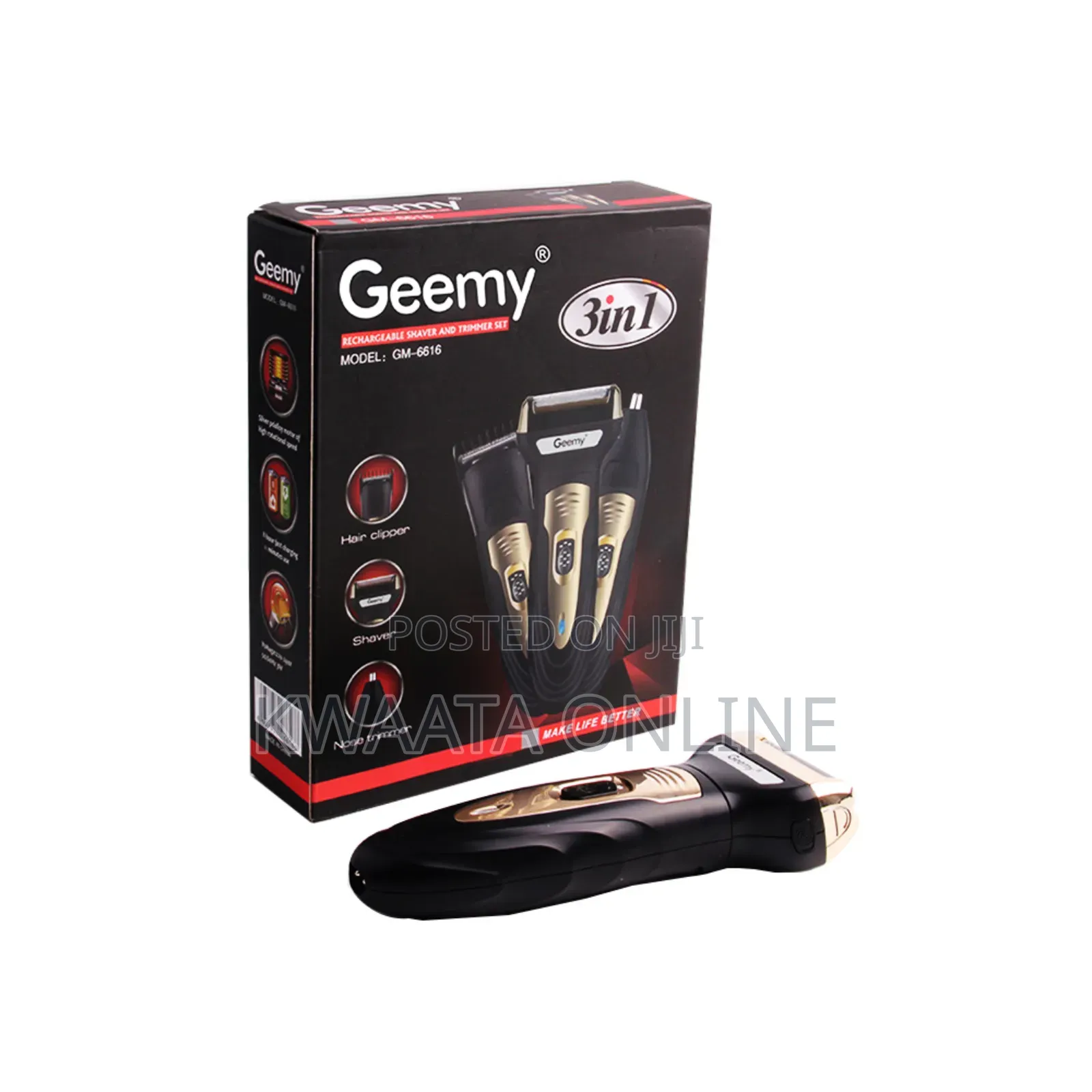 Geemy Premium 3-in-1 Rechargeable Trimmer Hair, Beard Nose