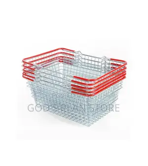 Red Handle Metallic Shopping Baskets