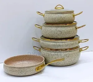 High Quality 9 Pieces of Granite Cooking Ware Set_cream