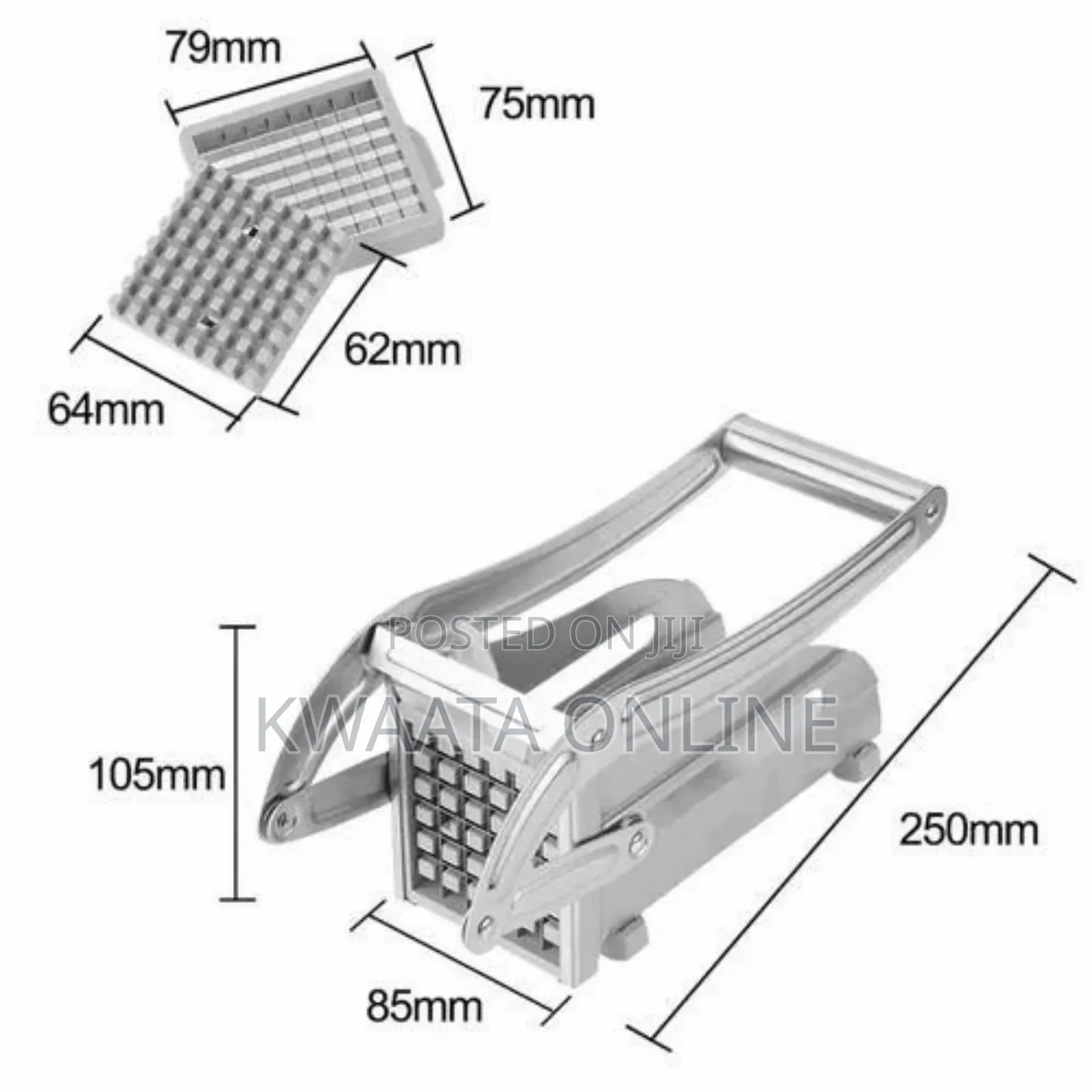 French Fries Potato Chips Cutter Machine With Blade-Silver