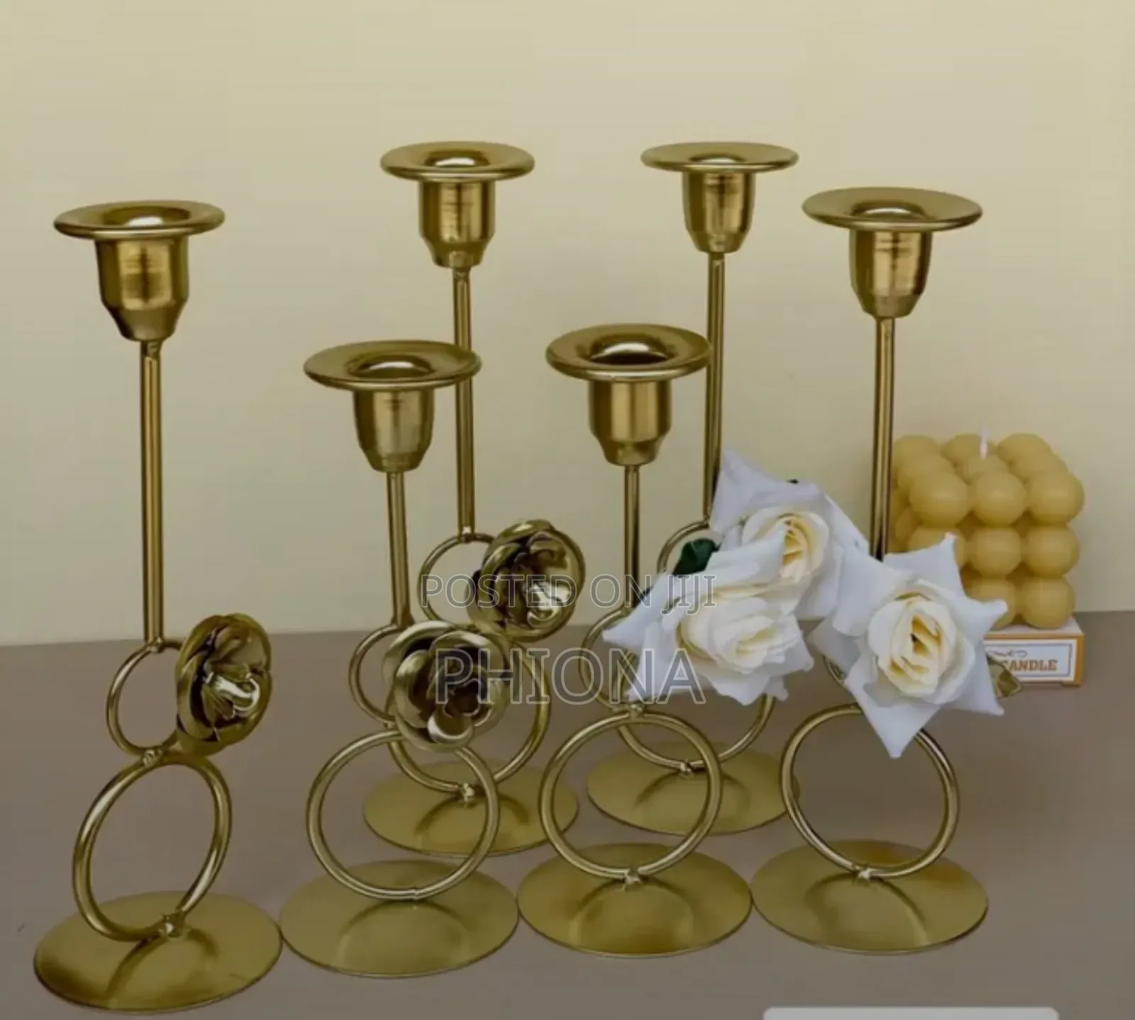 Gold Cotted Candle Holders
