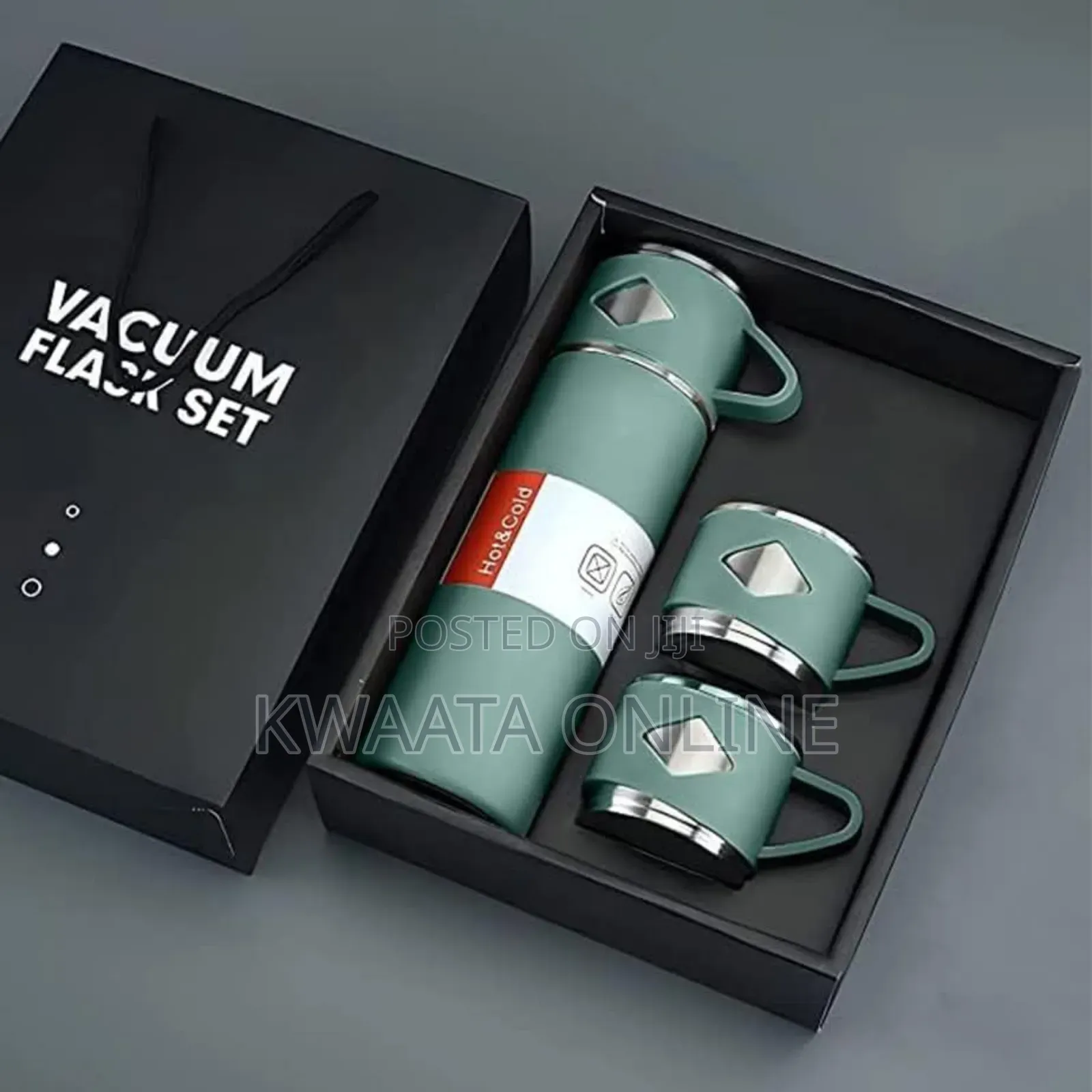Vacuum Flask Set With 3 Steel Cups Combo For Drinks- 500ml
