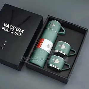 Vacuum Flask Set With 3 Steel Cups Combo For Drinks- 500ml