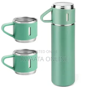Vacuum Flask Set With 3 Steel Cups Combo For Drinks- 500ml