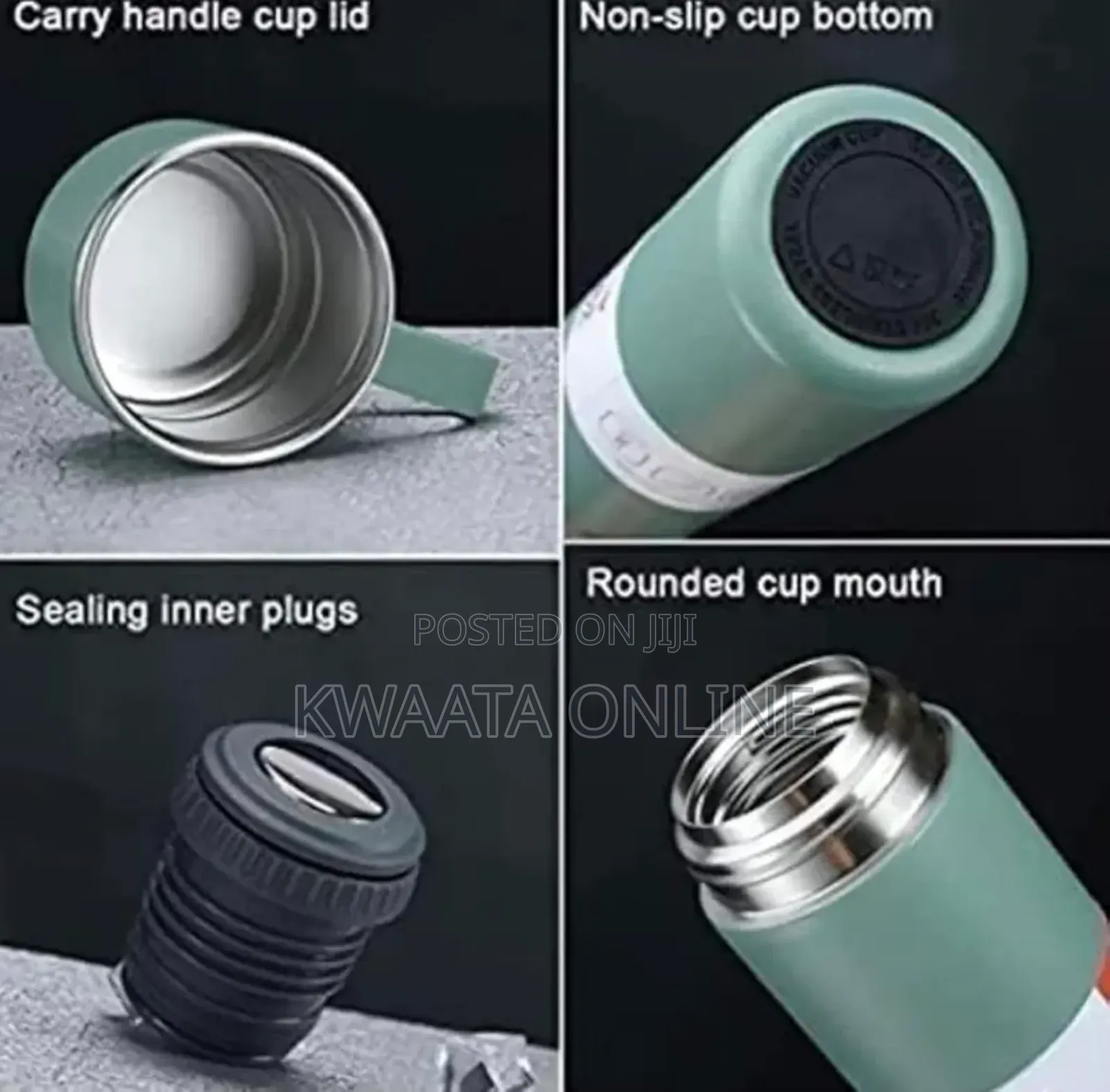 Vacuum Flask Set With 3 Steel Cups Combo For Drinks- 500ml