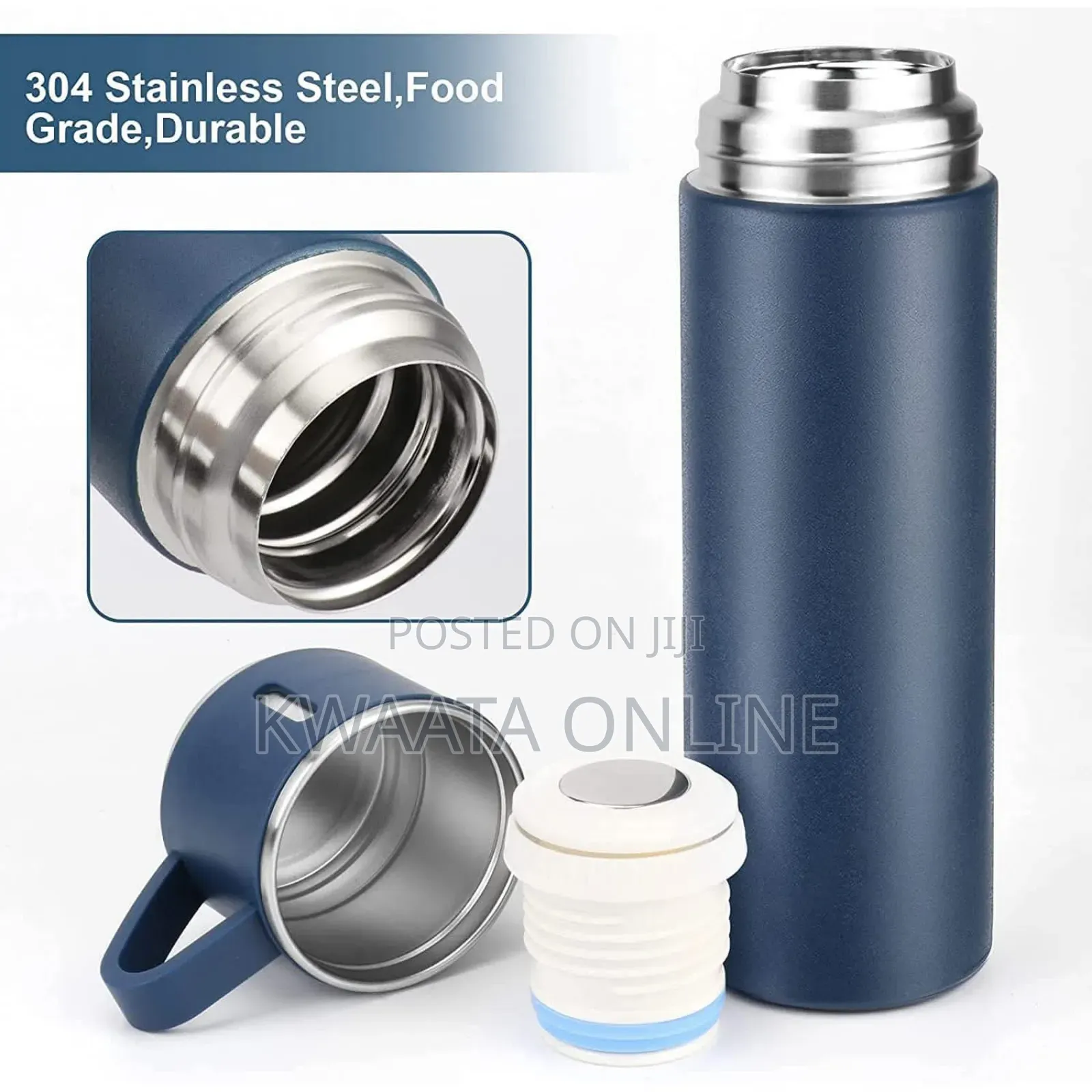 Vacuum Flask Set With 3 Steel Cups Combo For Drinks- 500ml