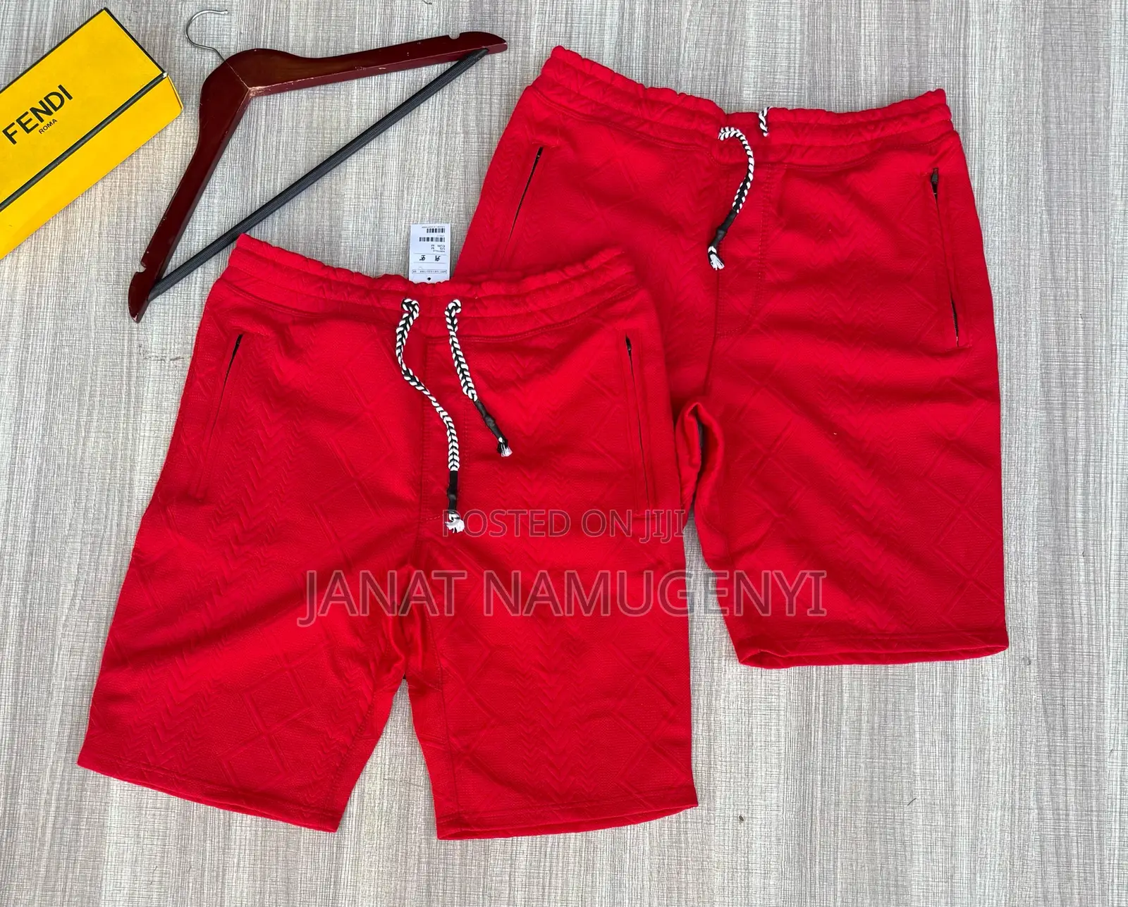 Plain Red Fendi Shorts