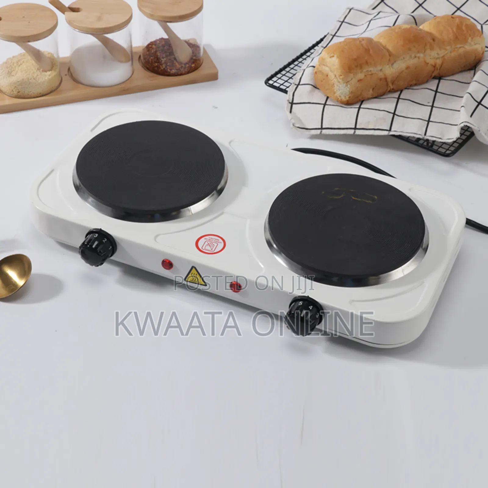 Hot Plate Double Burner Solid Hot Plate- White/Black