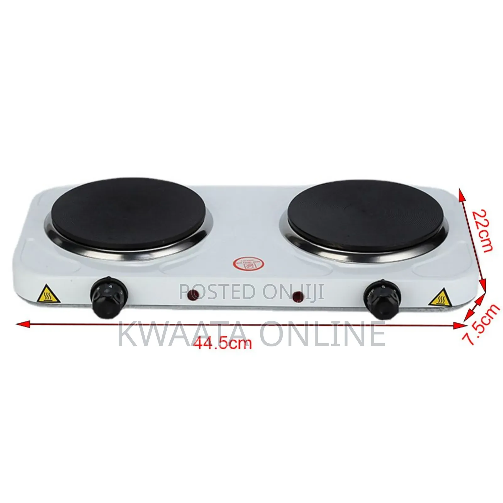 Hot Plate Double Burner Solid Hot Plate- White/Black