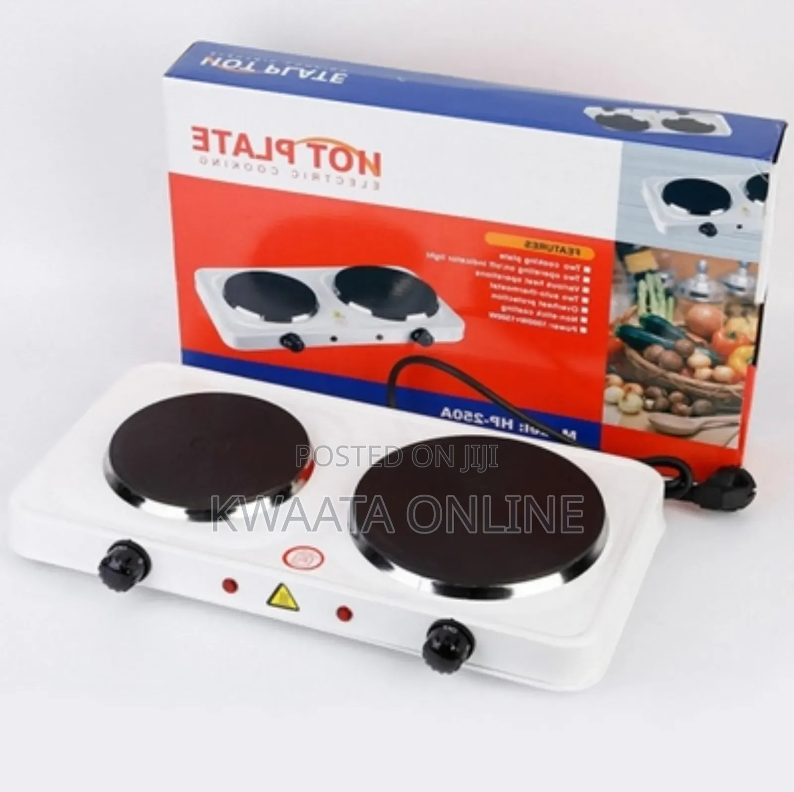 Hot Plate Double Burner Solid Hot Plate- White/Black