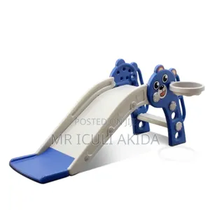 Indoor/Outdoor Glaf Toddler Play Slide With Basketball Hoop