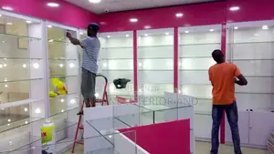 Pharmacy Glass Shelves Setting Up.