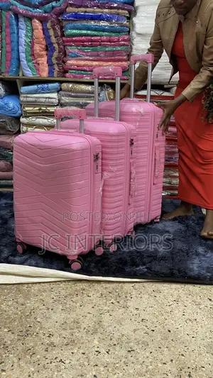Baby Pink Three Piece Suit Cases - Rubber