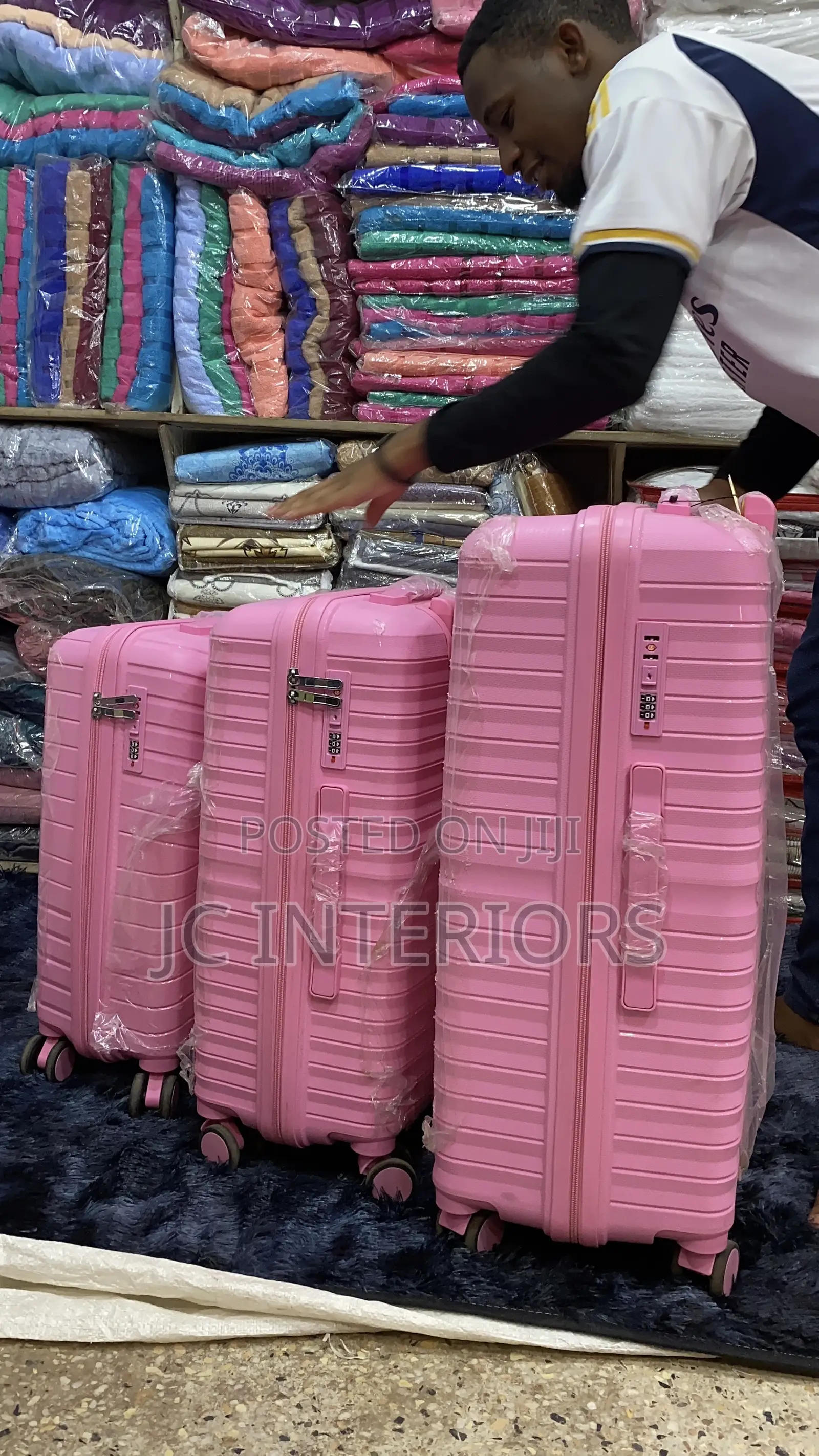 Baby Pink Three Piece Suit Cases - Rubber