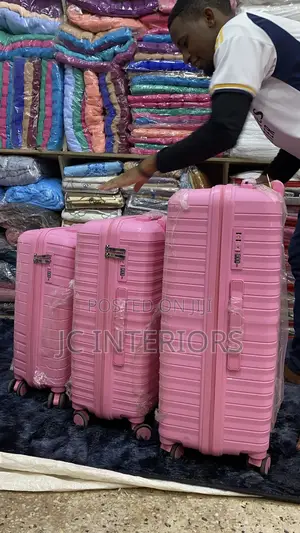 Baby Pink Three Piece Suit Cases - Rubber