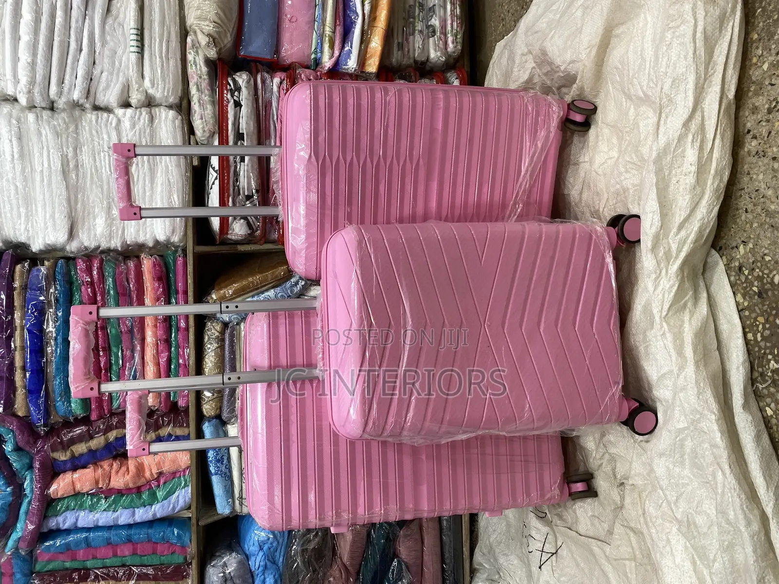 Baby Pink Three Piece Suit Cases - Rubber