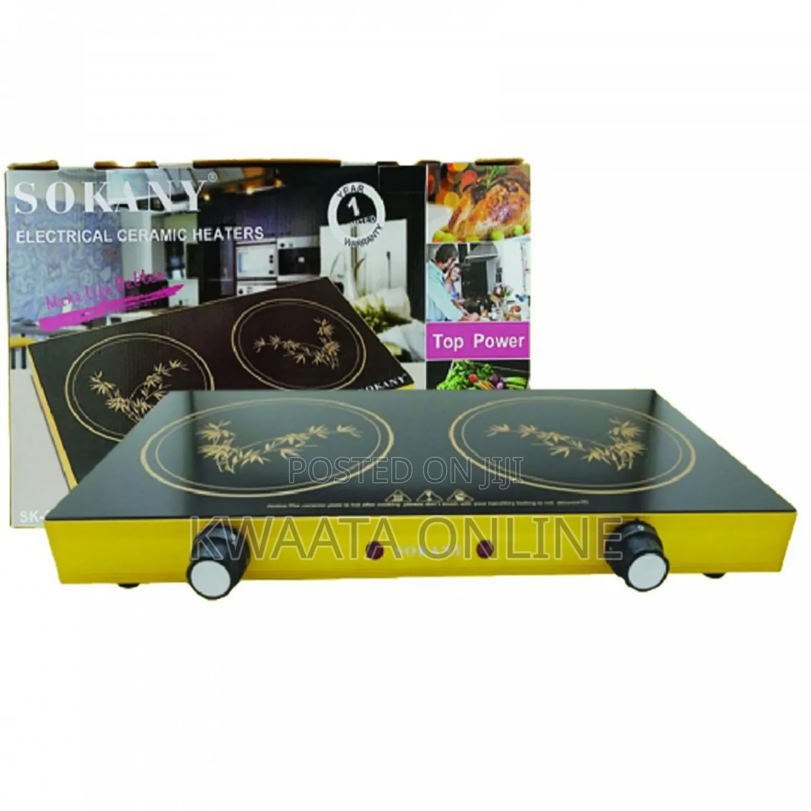 Sokany Induction Cooker Ceramic Double Burner Glass Hotplate-1200w