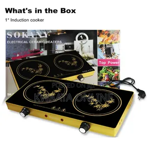 Sokany Induction Cooker Ceramic Double Burner Glass Hotplate-1200w