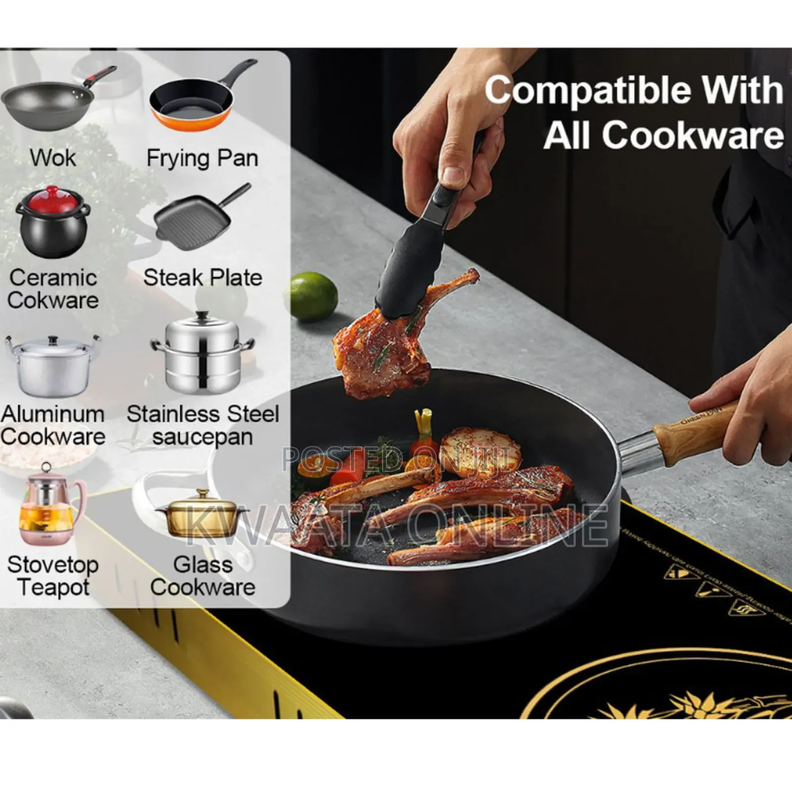 Sokany Induction Cooker Ceramic Double Burner Glass Hotplate-1200w