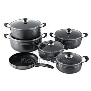 6 Pc- Non Stick Cookware Pans Saucepans With Covers- Black