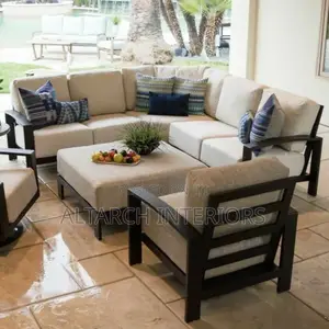 Wooden L Sofa With 2 Single Seaters With a Centre Table