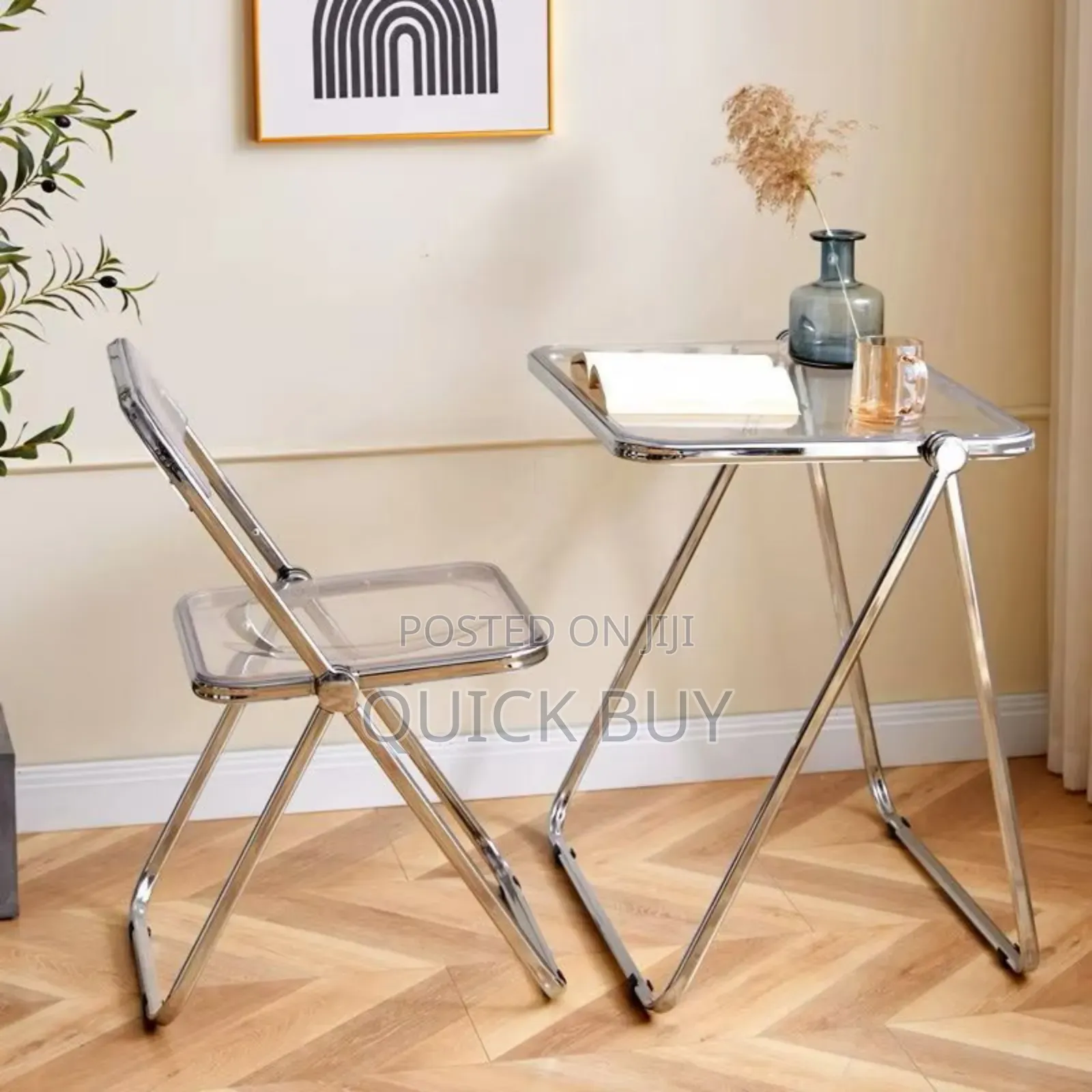 Heavy-Duty Foldable Transparent Acrylic Study Chair Table