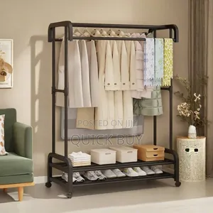 Heavy Duty Garment Hanging Rack Shoe Shelf Display Stand