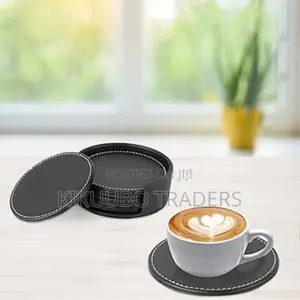 Round Cup Leather Drink Coasters