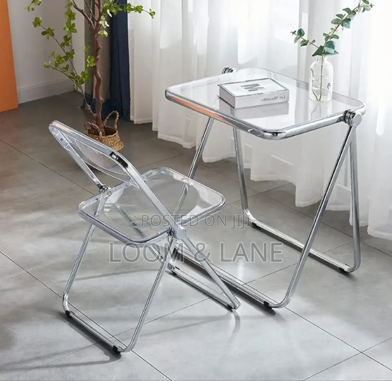 Heavy-Duty Foldable Transparent Acrylic Study Chair Table