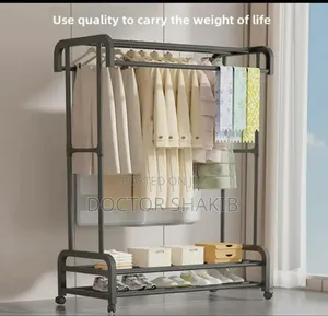 New Metal Rail Clothes Garment Hanging Rack Shoe Shelf