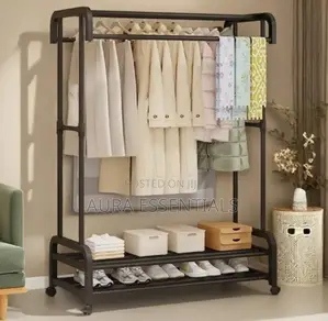 Heavy Duty Metal Rail Clothes Garment Hanging Rack