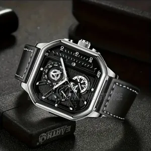 Casual Men's Quartz Watch, Pu Leather Strap Business Watch
