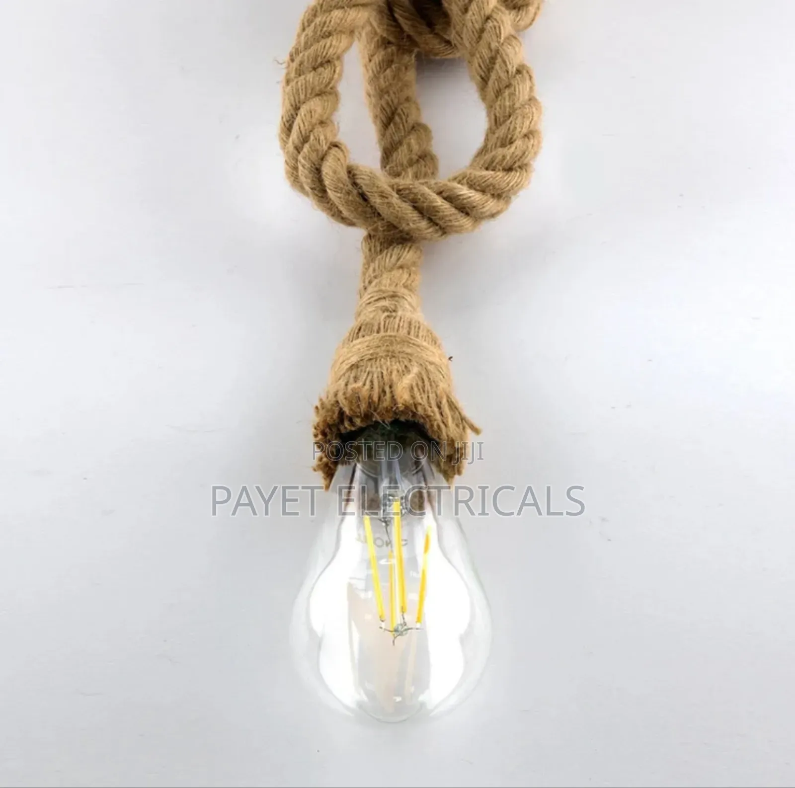 Pendant Rope Lamp Holder With Filament Bulb