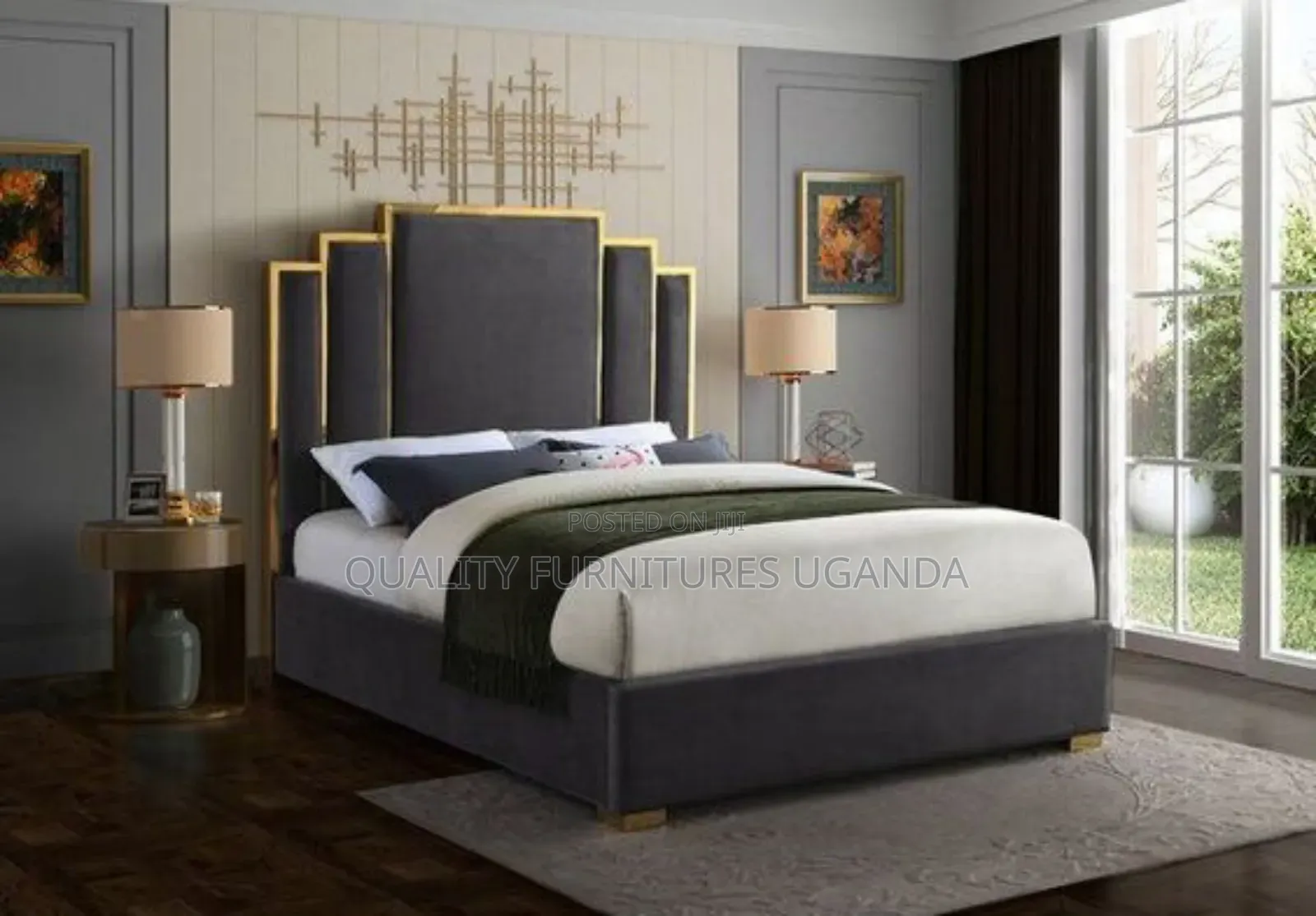 Golden Puzzled Upholstered Bed