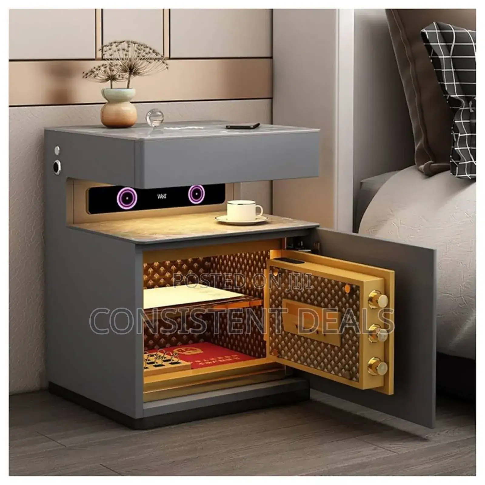 Smart Nightstand Bedside Table With Safe