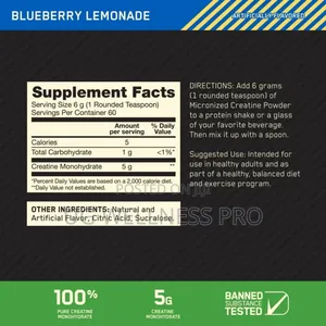 Optimum Nutrition Micronized Creatine Powder Blueberry 60 Se