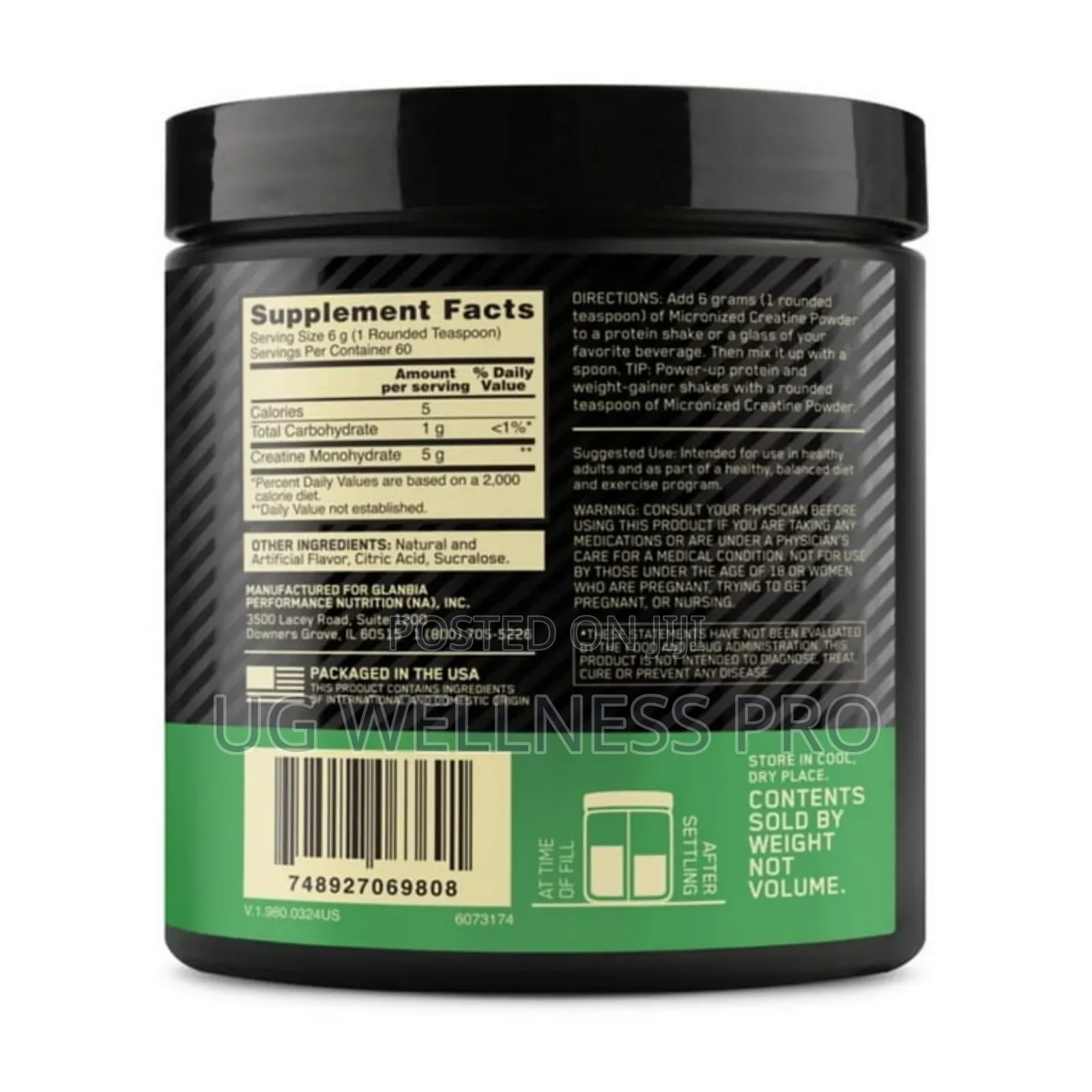 Optimum Nutrition Micronized Creatine Powder Blueberry 60 Se