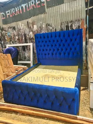Blue Buttoned 5by6 Bed