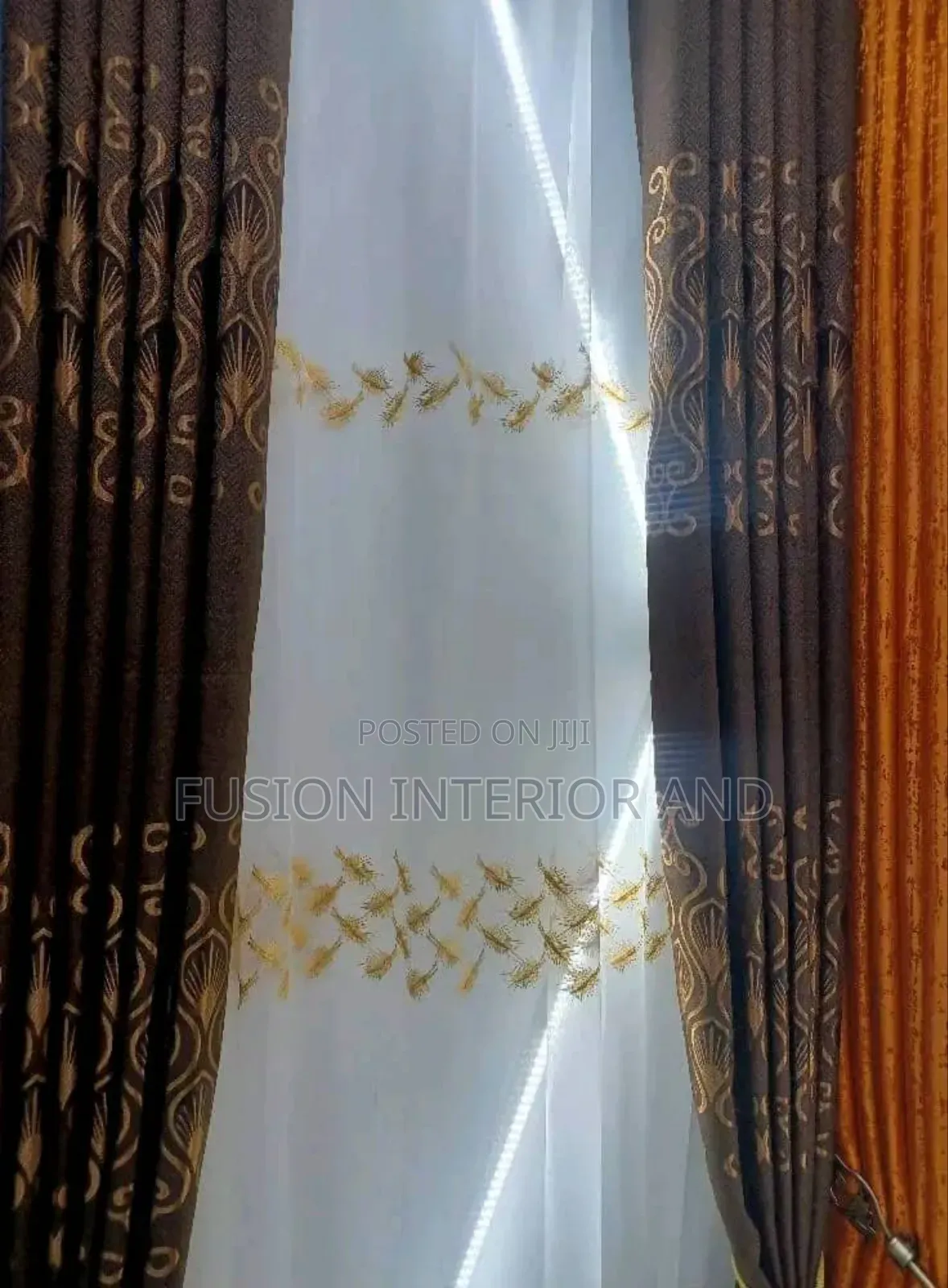 Coffee Brown Jacquard Curtains
