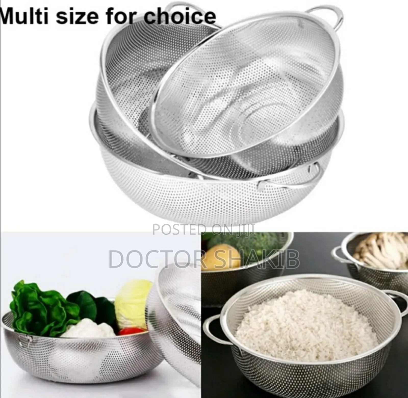 New 6 Sizes Stainless Steel Vegetables Mesh Strainer Bowl