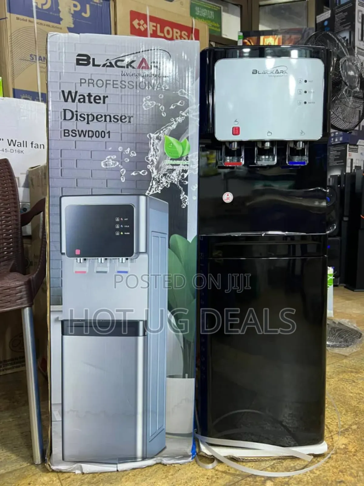 3 Tap Hot Cold, Normal Water Dispenser With Fridge -black