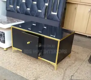 Black Center Table With Gold Metallic Stands