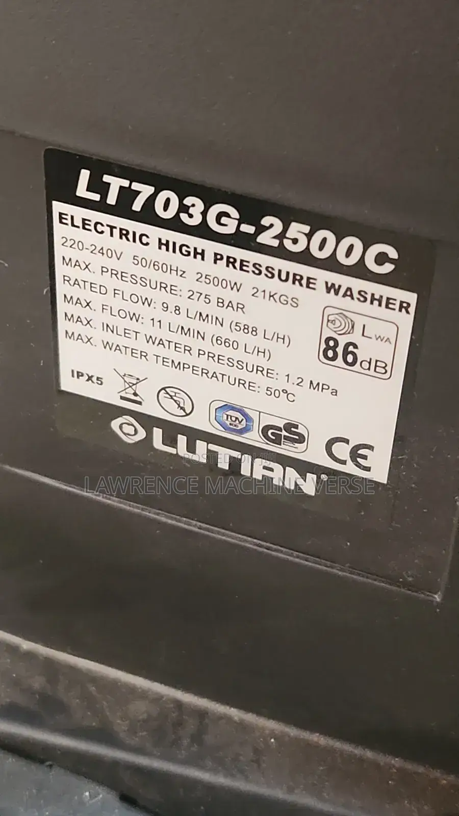 Electric Pressure Washer 275 Bars