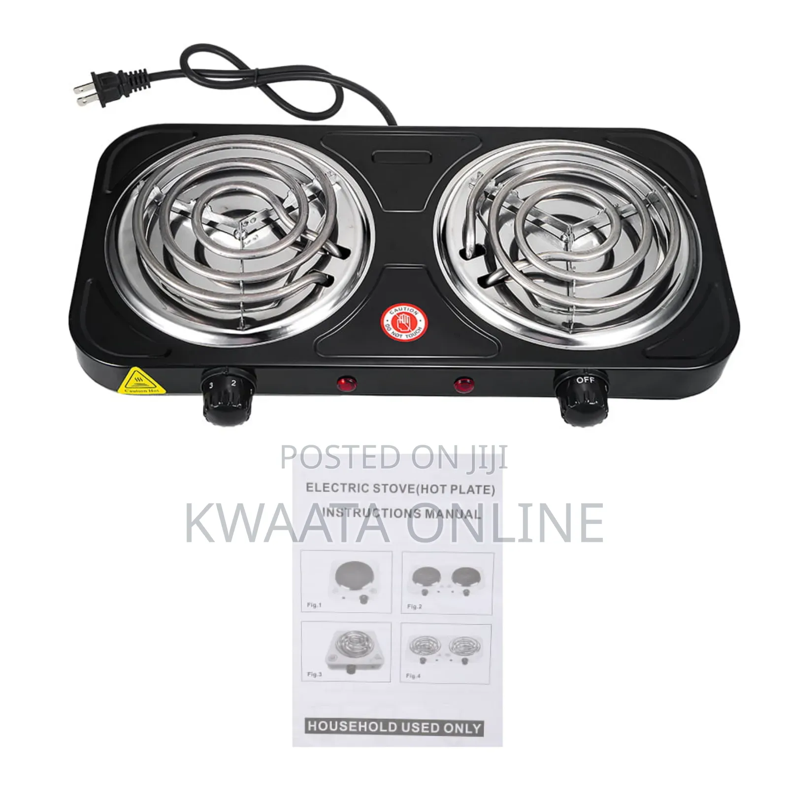 Raf Hot Plate Electric Double Coil Burner Cooktop, 2000w