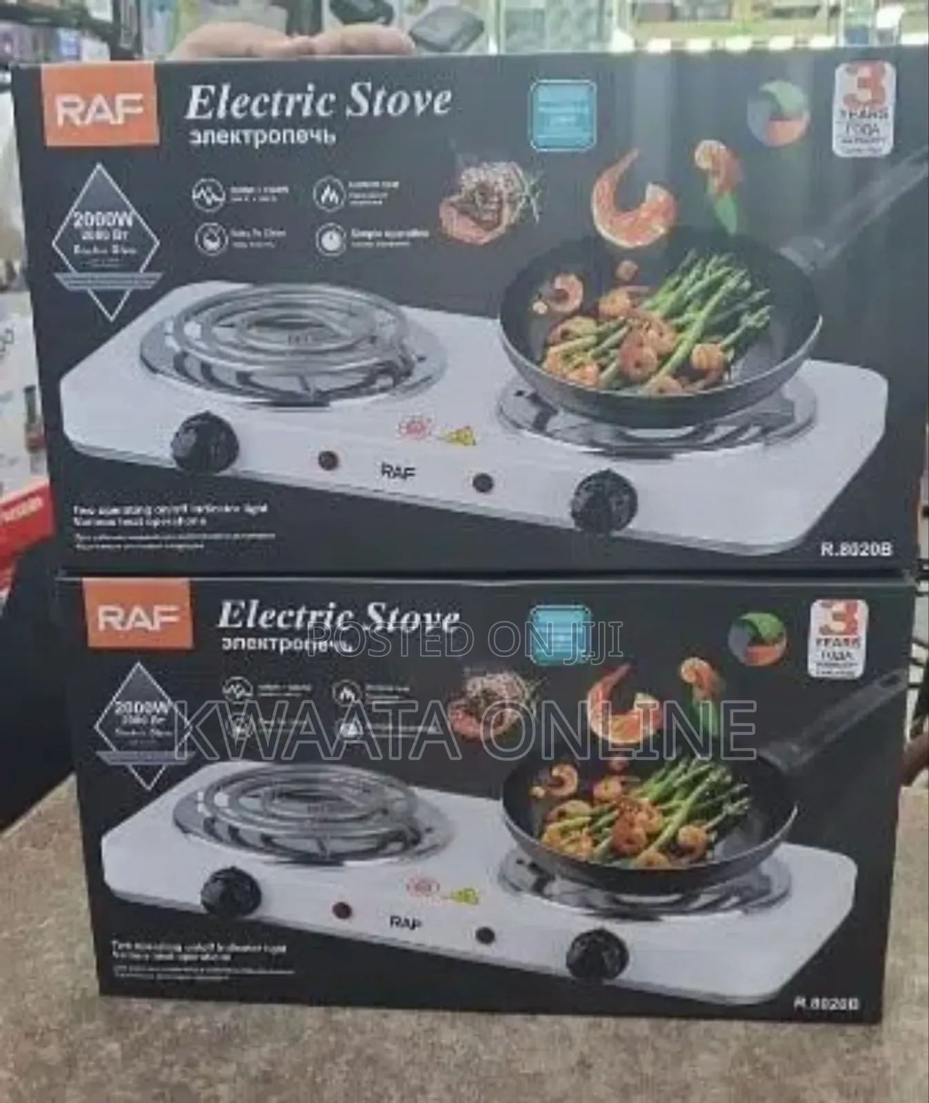 Raf Hot Plate Electric Double Coil Burner Cooktop, 2000w