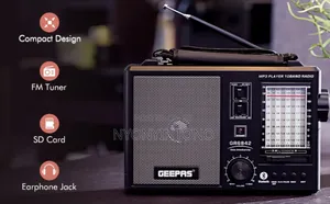 Geepas 10band Rechargeable Fm Radio With Bluetooth, Usb, Aux