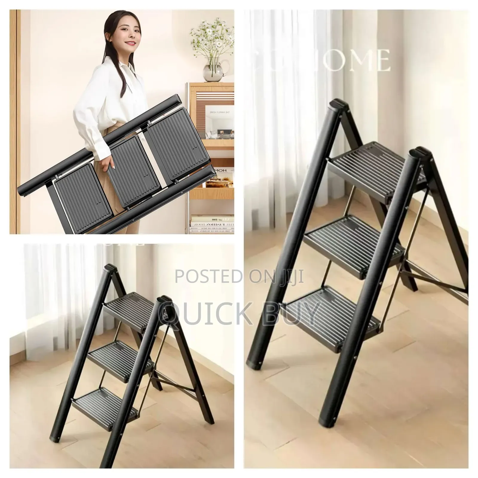 Portable Steel 3-Step Folding Ladder